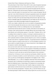 Kantian Ethical Theory,Utilitarianism & Natural Law Theory