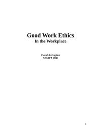 Good Work Ethics in the Workplace