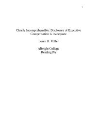 Clearly Incomprehensible: Disclosure Of Executive Compensation Is Inadequate