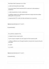 ECON 814 Quiz The Federal Trade