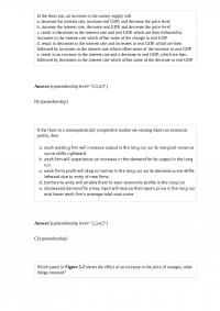 ECON 329 Quiz 1 In the short run an