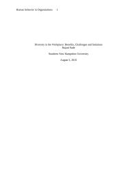 Diversity in the Workplace: Benefits, Challenges and Solutions