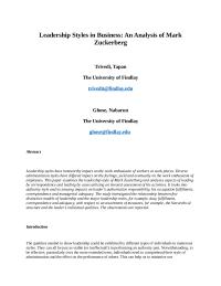 Mark Zuckerberg's Leadership Style