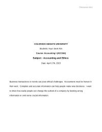 Accounting and Ethics