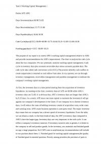 Working Capital Management