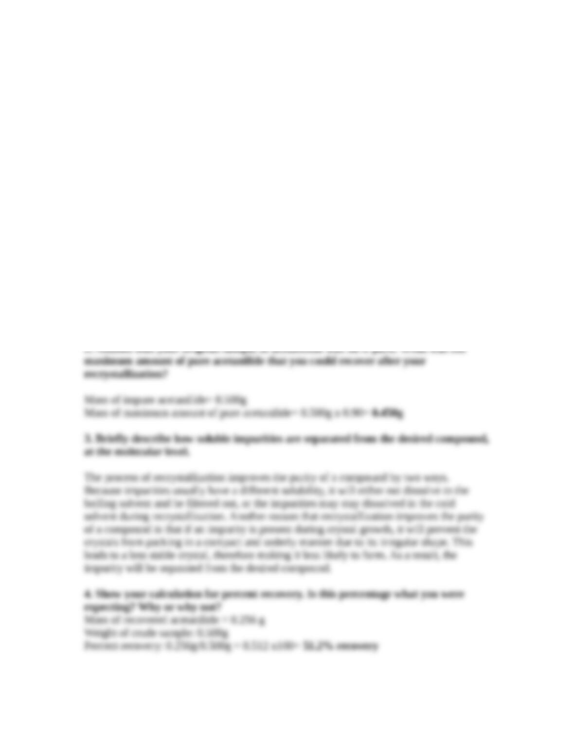 Organic chemistry recrystallization lab report picture