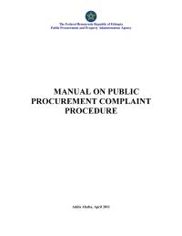 MANUAL ON PUBLIC PROCUREMENT COMPLAINT PROCEDURE