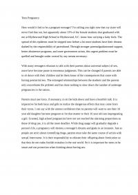 Argumentative Essay-Teen Pregnancy
