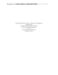 Final Project Milestone Three – Performance Management