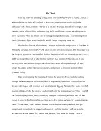 The thesis – literary narrative