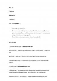 Cost Homework