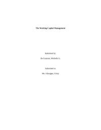 The Working Capital Management