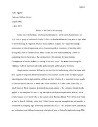 Ethics in the Field of Accounting