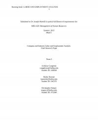 Company And Industry Labor And Employment Analysis