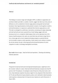 Small and mid-sized businesses and Internet use: unrealized potential?