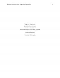 Business Communication: Target Job Opportunity