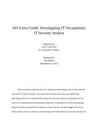 Investigating IT Occupations: IT Security Analyst