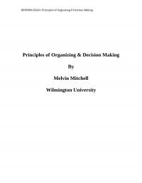 Principles of Organizing & Decision Making