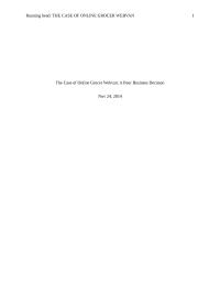 THE CASE OF ONLINE GROCER WEBVAN