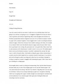 College Writing Reflection
