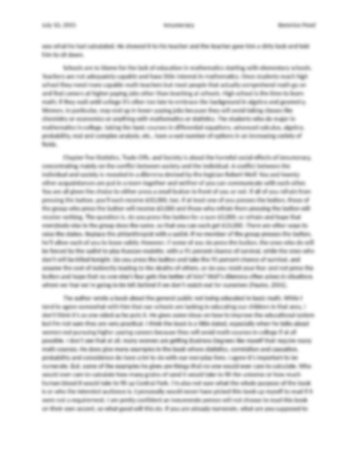 Innumeracy essay 06 picture