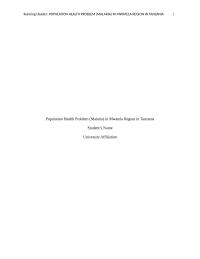 Population Health Problem (Malaria) in Mwatela Region in Tanzania