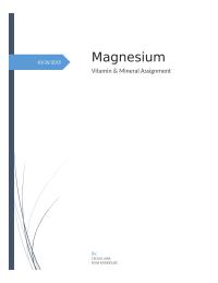 Vitamin & Mineral Assignment – Magnesium