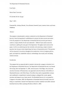 Department of Homeland Security Case Study