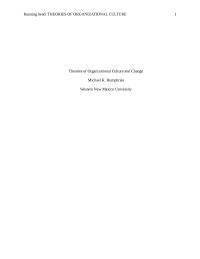 Theories Of Organizational Culture And Change