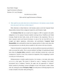 Ethics and the Legal Environment of Business