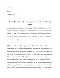 IT in My Career: Enterprise Applications and e-Business in the Trucking Industry