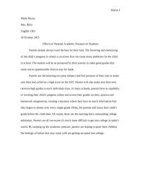 Cause and Effects of Parental Academic Pressure