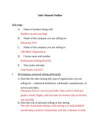 Professional Selling Sales Manual