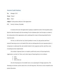 Cash position analysis of the organization