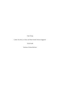 Carbon Tax Policy in China and Other Parallel Policies Suggested