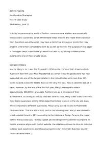 Merchandise Strategies Research Paper: Macy's