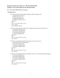 Principles of Macroeconomics Chapter 14 Test Bank