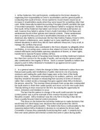 Arthur Anderson and Enron tragedy