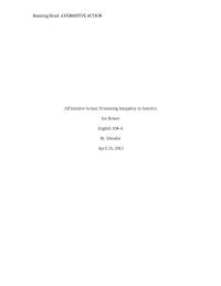 Affirmative Action: Promoting Inequality In America