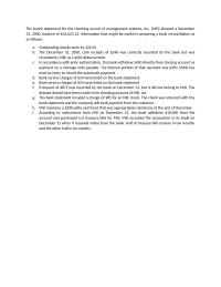 Accounting The banck statement for