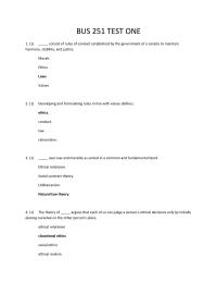 BUS 251 Test 1