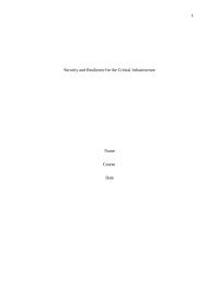 Security And Resilience For The Critical Infrastructure In United States