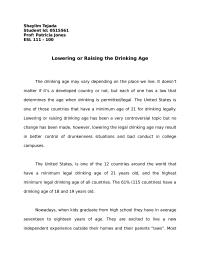 Lowering or Raising Drinking Age