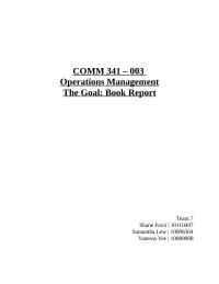 The Goal book report COMM 341