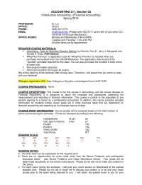 ACCOUNTING 211 Introductory Accounting I