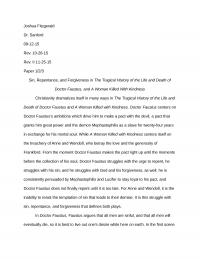 Sin, Repentance, and Forgiveness in The Tragical History of the Life and Death of Doctor Faustus, and A Woman Killed With Kindness