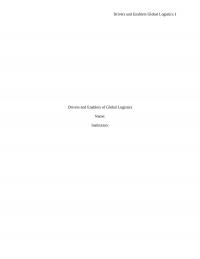 Drivers and Enablers of Global Logistics