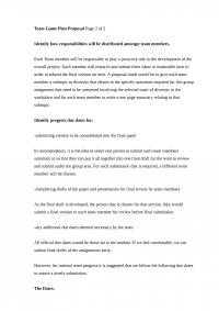 Team Game Plan Proposal