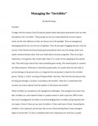 Managing the “Invisibles”