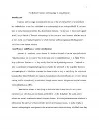 The Role of Forensic Anthropology in Mass Disasters